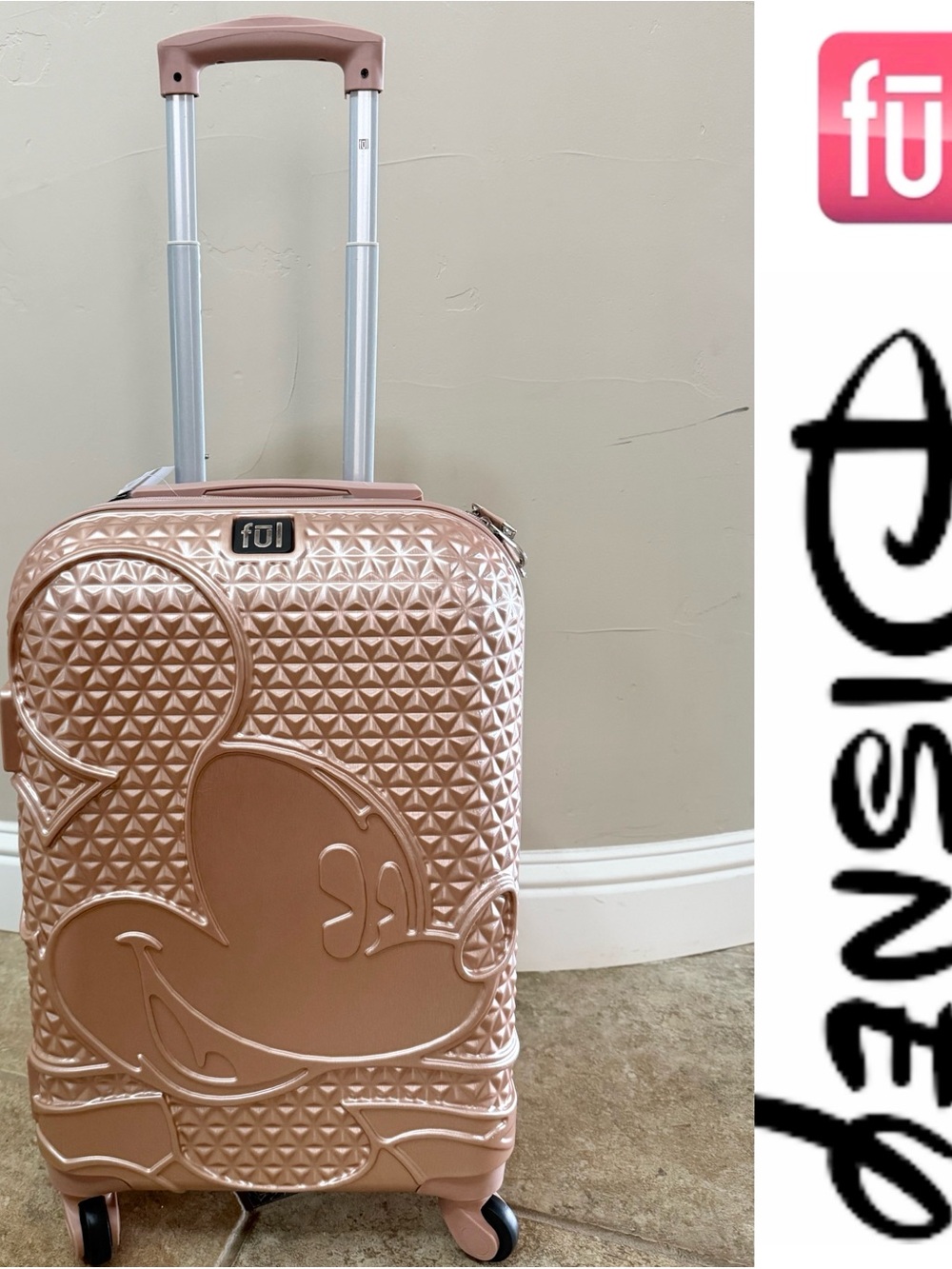 Ful Disney Mickey Mouse 21” Carry On rose gold expandable Luggage*NWT